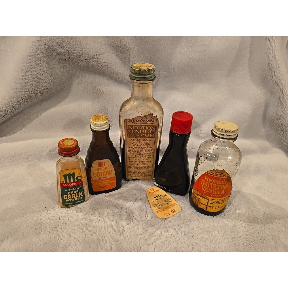 Vintage Spice Extract Bottle Lot‎ McCormick Rawleighs Ann Page Avondale Durkee